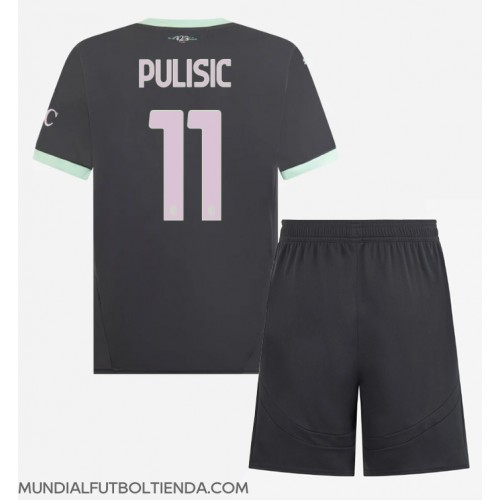 Camiseta AC Milan Christian Pulisic #11 Tercera Equipación Replica 2024-25 para niños mangas cortas (+ Pantalones cortos)